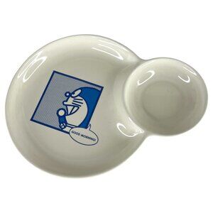 Doraemon Ceramic Breakfast Plate‎ Dipping Cup Combo White And Blue Design Anime